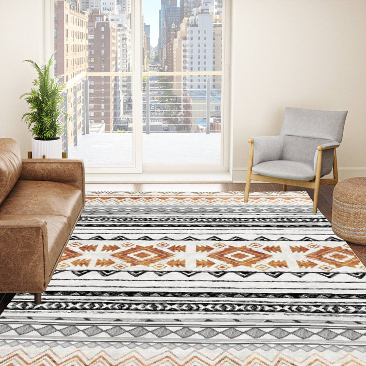 Foundry Select Van Nuys Performance Yellow/Black /White Rug Wayfair